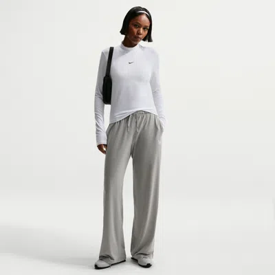 Nike Women's  Sportswear Chill Knit Mid-rise Lightweight Open-hem Pants In Gray