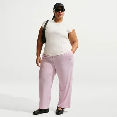 Nike Women's  Sportswear Chill Knit Mid-rise Lightweight Open-hem Pants (plus Size) In Pink