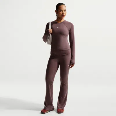 Nike Women's  Sportswear Chill Knit Mid-rise Tight Ribbed Pants In Purple