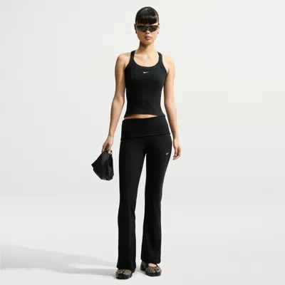 Nike Women's  Sportswear Chill Knit Mid-rise Tight Ribbed Pants In Black