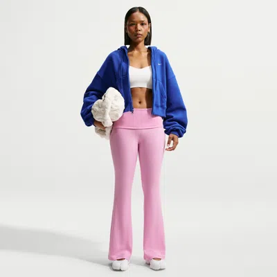Nike Women's  Sportswear Chill Knit Mid-rise Tight Ribbed Pants In Pink