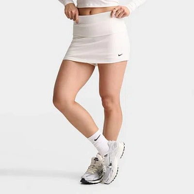 Nike Women's Sportswear Chill Knit Mid-rise Tight Ribbed Skort In White