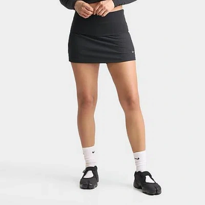 Nike Women's Sportswear Chill Knit Mid-rise Tight Ribbed Skort In Black