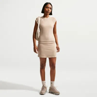 Nike Women's  Sportswear Chill Knit Mid-rise Tight Ribbed Skort In Neutral