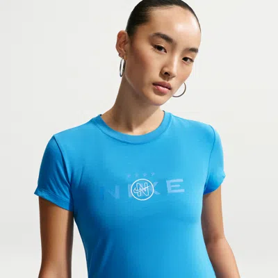 Nike Women's  Sportswear Chill Knit Mod-cropped T-shirt In Blue