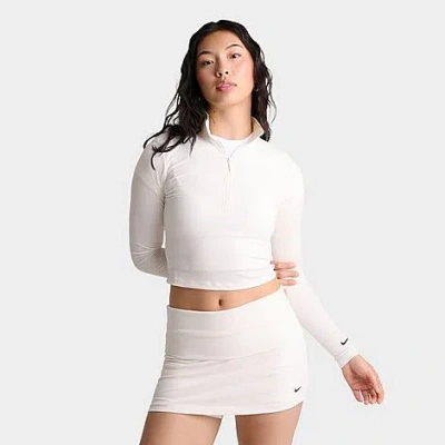 Nike Women's Sportswear Chill Knit Quarter-zip Long-sleeve Ribbed Top In White
