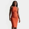 Nike Women's Sportswear Chill Knit Ribbed Midi Dress In Burnt Sunrise