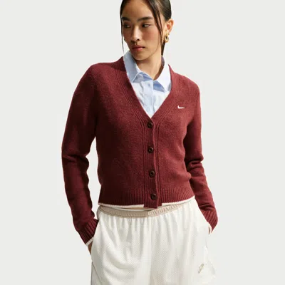 Nike Women's  Sportswear Chill Knit Slim Cardigan In Brown