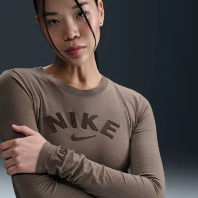 Nike Women's  Sportswear Chill Knit Slim Cropped T-shirt In Brown