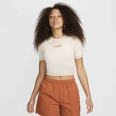 Nike Women's  Sportswear Chill Knit Slim Cropped T-shirt In Brown