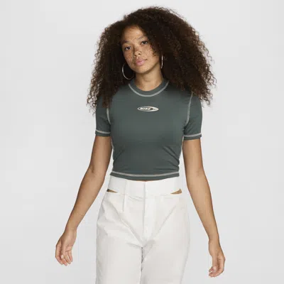 Nike Women's  Sportswear Chill Knit Slim Cropped T-shirt In Green