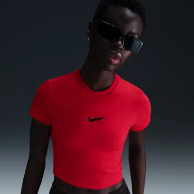 Nike Women's  Sportswear Chill Knit Slim Cropped T-shirt In Red