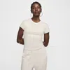 Nike Women's  Sportswear Chill Knit Slim Cropped T-shirt In Lt Orewood Brn,white