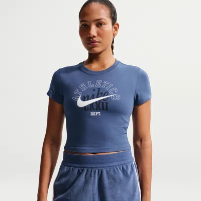 Nike Women's  Sportswear Chill Knit Slim Cropped T-shirt In Blue