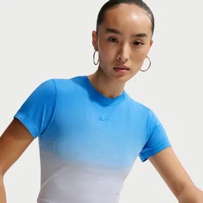 Nike Women's  Sportswear Chill Knit Slim Cropped T-shirt In Blue