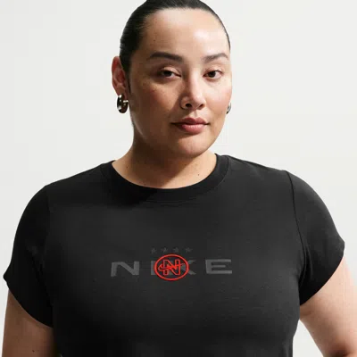 Nike Women's  Sportswear Chill Knit Slim Cropped T-shirt (plus Size) In Black