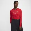 Nike Women's  Sportswear Chill Knit Slim Long-sleeve Cropped Graphic Tee In Red