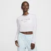 Nike Women's  Sportswear Chill Knit Slim Long-sleeve Cropped Graphic T-shirt In White