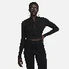Nike Women's  Sportswear Chill Knit Slim Long-sleeve Cropped Sweater 1/2-zip Top In Black/black