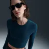 Nike Women's  Sportswear Chill Knit Slim Long-sleeve Cropped Top In Blue