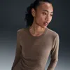 Nike Women's  Sportswear Chill Knit Slim Long-sleeve Cropped Top In Brown