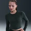 Nike Women's  Sportswear Chill Knit Slim Long-sleeve Cropped Top In Green