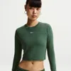 Nike Women's  Sportswear Chill Knit Slim Long-sleeve Cropped Top In Green
