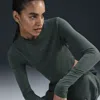 Nike Women's  Sportswear Chill Knit Slim Long-sleeve Cropped Top In Green