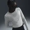 Nike Women's  Sportswear Chill Knit Slim Long-sleeve Cropped Top In Grey
