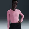 Nike Women's  Sportswear Chill Knit Slim Long-sleeve Cropped Top In Pink
