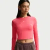Nike Women's  Sportswear Chill Knit Slim Long-sleeve Cropped Top In Pink