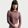 Nike Women's  Sportswear Chill Knit Slim Long-sleeve Cropped Top In Purple