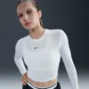 Nike Women's  Sportswear Chill Knit Slim Long-sleeve Cropped Top In White