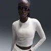Nike Women's  Sportswear Chill Knit Slim Long-sleeve Cropped Top In White