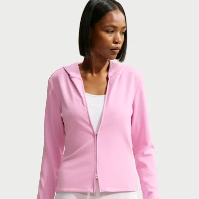Nike Women's  Sportswear Chill Knit Slim Long-sleeve Full-zip Top In Pink