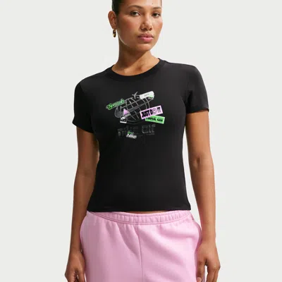Nike Women's  Sportswear Chill Knit Slim Mod-cropped T-shirt In Black