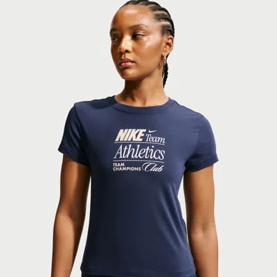 Nike Women's  Sportswear Chill Knit Slim Mod-cropped T-shirt In Blue