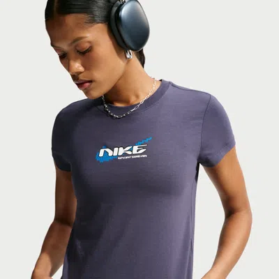 Nike Women's  Sportswear Chill Knit Slim Mod-cropped T-shirt In Blue