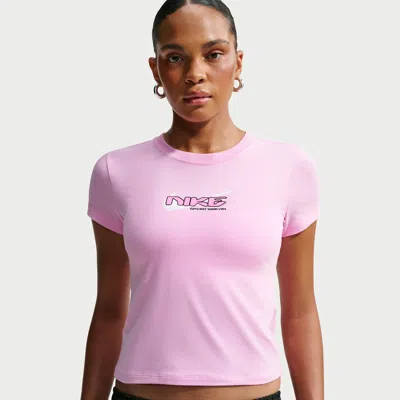 Nike Women's  Sportswear Chill Knit Slim Mod-cropped T-shirt In Pink
