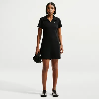 Nike Women's  Sportswear Chill Knit Slim Polo Dress In Black