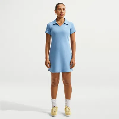 Nike Women's  Sportswear Chill Knit Slim Polo Dress In Blue
