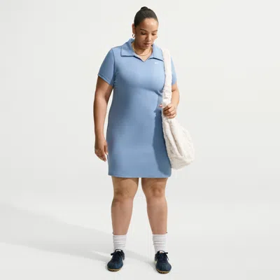 Nike Women's  Sportswear Chill Knit Slim Polo Dress (plus Size) In Blue