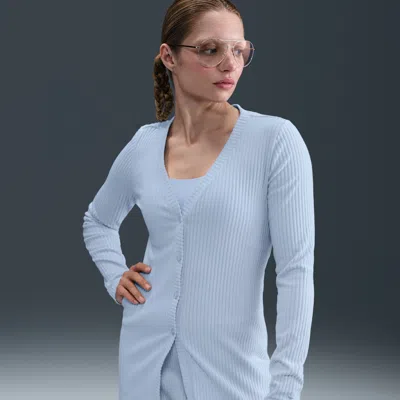 Nike Women's  Sportswear Chill Knit Slim Ribbed Cardigan In Blue