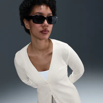 Nike Women's  Sportswear Chill Knit Slim Ribbed Cardigan In White