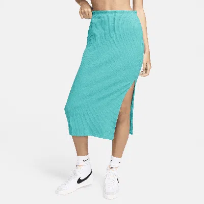 Nike Women's  Sportswear Chill Knit Slim Ribbed Midi Skirt In Green