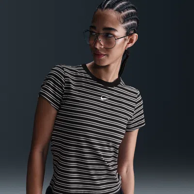 Nike Women's  Sportswear Chill Knit Slim Striped T-shirt In Black