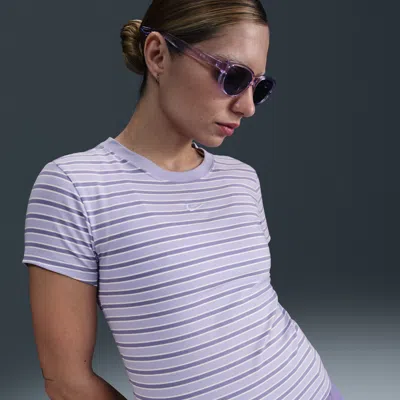 Nike Women's  Sportswear Chill Knit Slim Striped T-shirt In Purple