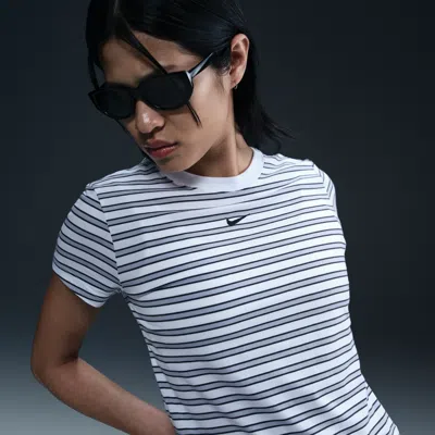 Nike Women's  Sportswear Chill Knit Slim Striped T-shirt In White