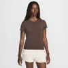 Nike Sportswear Club Chill Knit Mod Crop T-shirt In Tan