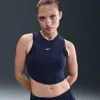 Nike Women's  Sportswear Chill Knit Tight Cropped Mini-rib Tank Top In Blue
